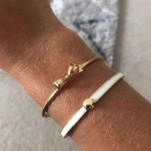 Kate Spade gold & white clasp bracelets, set of 2
